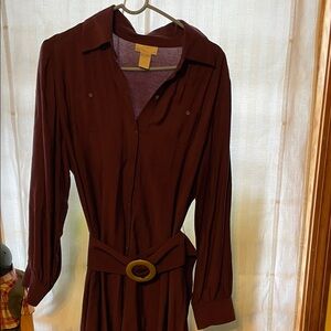 Soft Surroundings Maroon Long Sleeve Dress